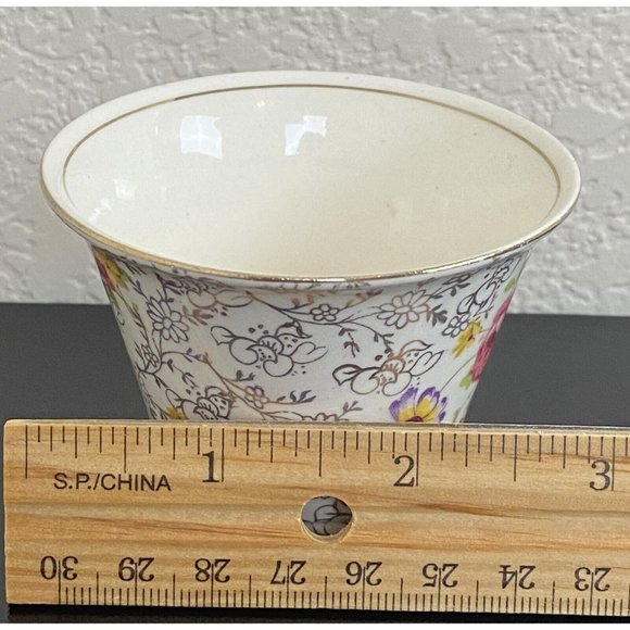 James Kent Fenton Pearl Delight Open Sugar Bowl England 2" Tall Floral - Picture 7 of 8